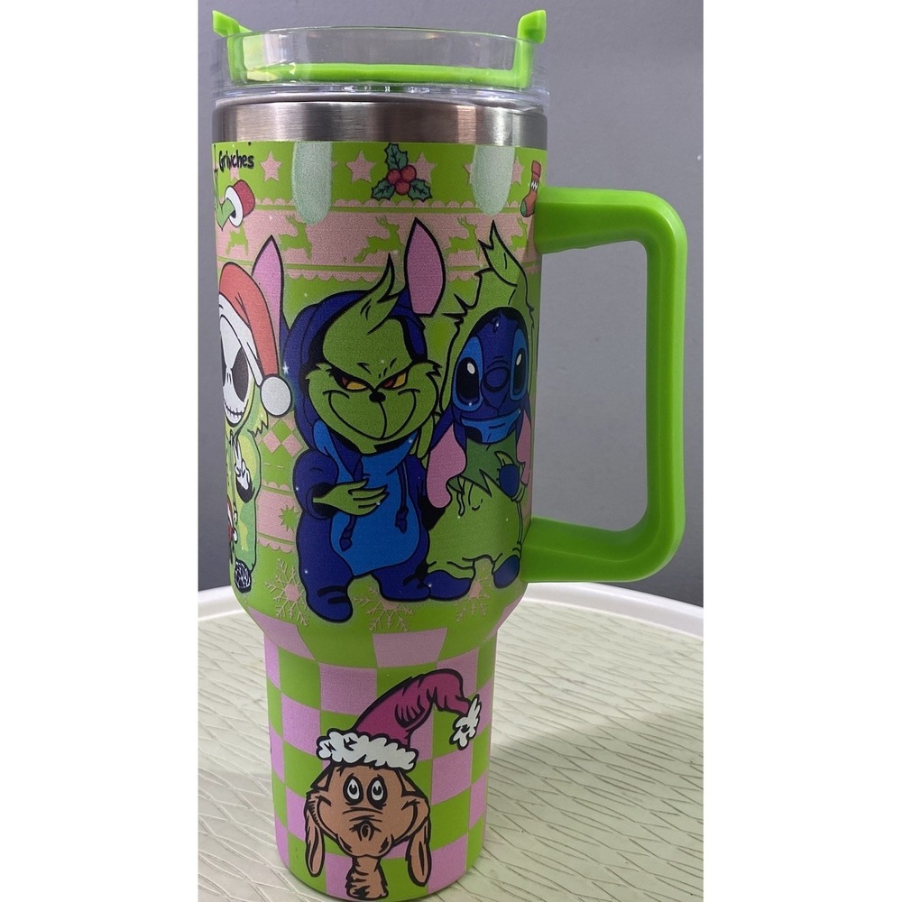 Hobby‎ Lobby Grinch,Mickey,Stitch 40 Oz. Tumbler W/Lid Christmas Holiday NEW
